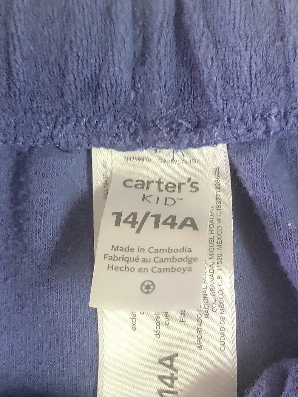 Carter's Navy Blue Terry Shorts with White Tag Detail